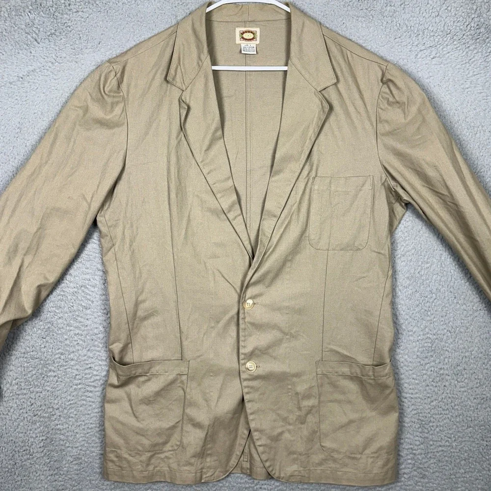 Banana Republic Blazer Men L Mill Valley Tan Safari Italian Cotton Vintage EUC